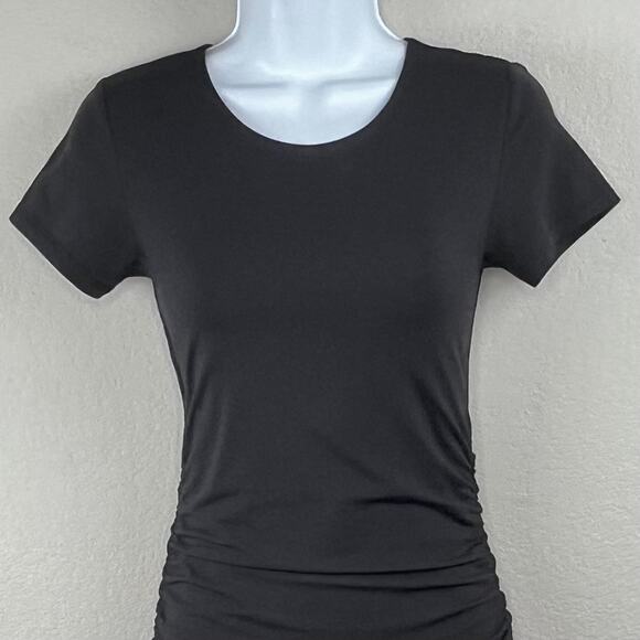Babaton Black Contour Ruched Covet Short Sleeve Mini Bodycon T-Shirt Dress Small - Picture 4 of 11
